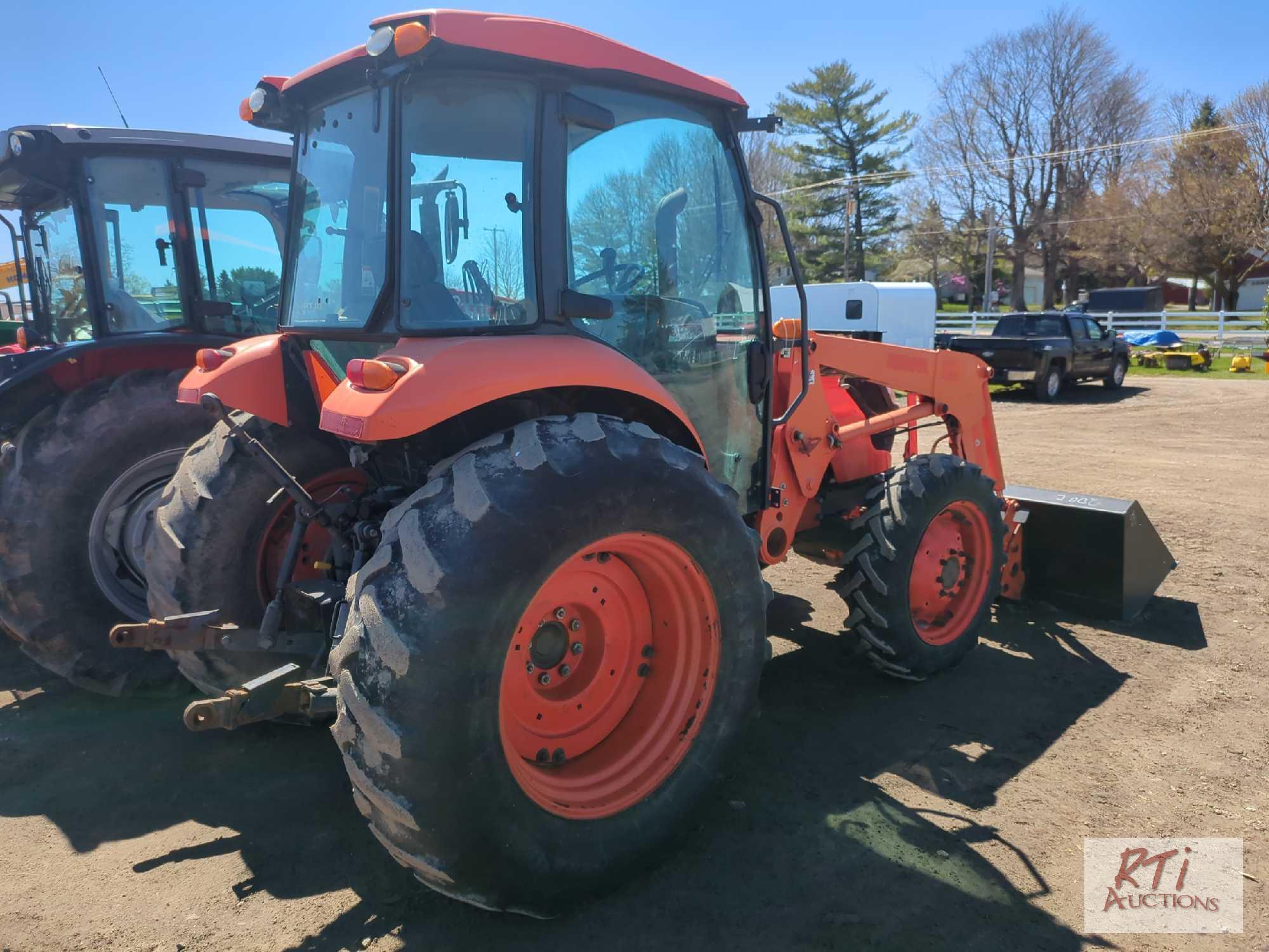 Kubota M7060 MFWD tractor with cab and loader, 4766 hrs., 12 speed with LH reverse, 16.9x30 tires...