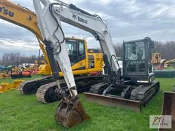 2015 Bobcat E85 excavator, cab, rubber tracks, blade, 24in digging bucket, 1103 hrs