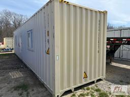8x40 steel container, modified for office or warehouse space, finished on the inside, restroom,