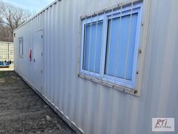 8x40 steel container, modified for office or warehouse space, finished on the inside, restroom,