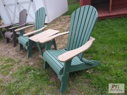 Set of 2 poly Adirondack folding chairs with side table