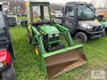 John Deere 2210 4WD compact diesel tractor with loader, backhoe, cab, 1333 hrs