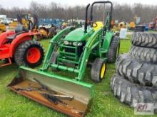 John Deere 4120 SD compactor tractor, diesel with 448 backhoe attachment, 1870 hrs