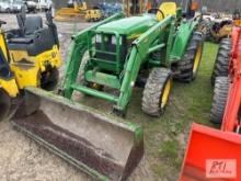 John Deere 4610 compact tractor with loader, GP bucket, 3pt hitch, PTO, draw bar, differential lock,