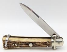 Bargeon Inox Stag Switchblade Knife
