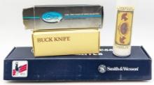 (4) Smith & Wesson, Case, Buck and American Boxes