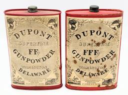 (2) Dupont Superfine Gunpowder Tins