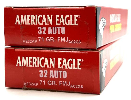 (2) American Eagle 32 Auto Ammo 100 Ct