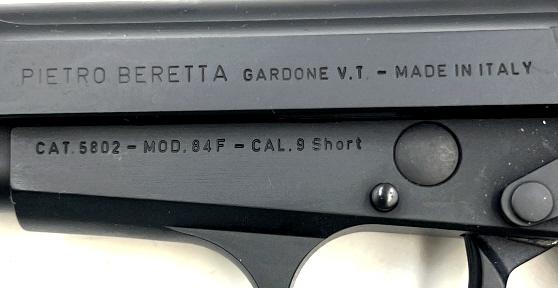 Beretta Model 84 F .9 mm Short Semi-Auto Pistol