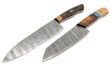 (2) Damascus Blade Kitchen Knives