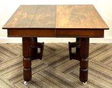 Antique Oak Table with Fluted Legs