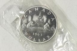 1963 CANADA SILVER DOLLAR UNC