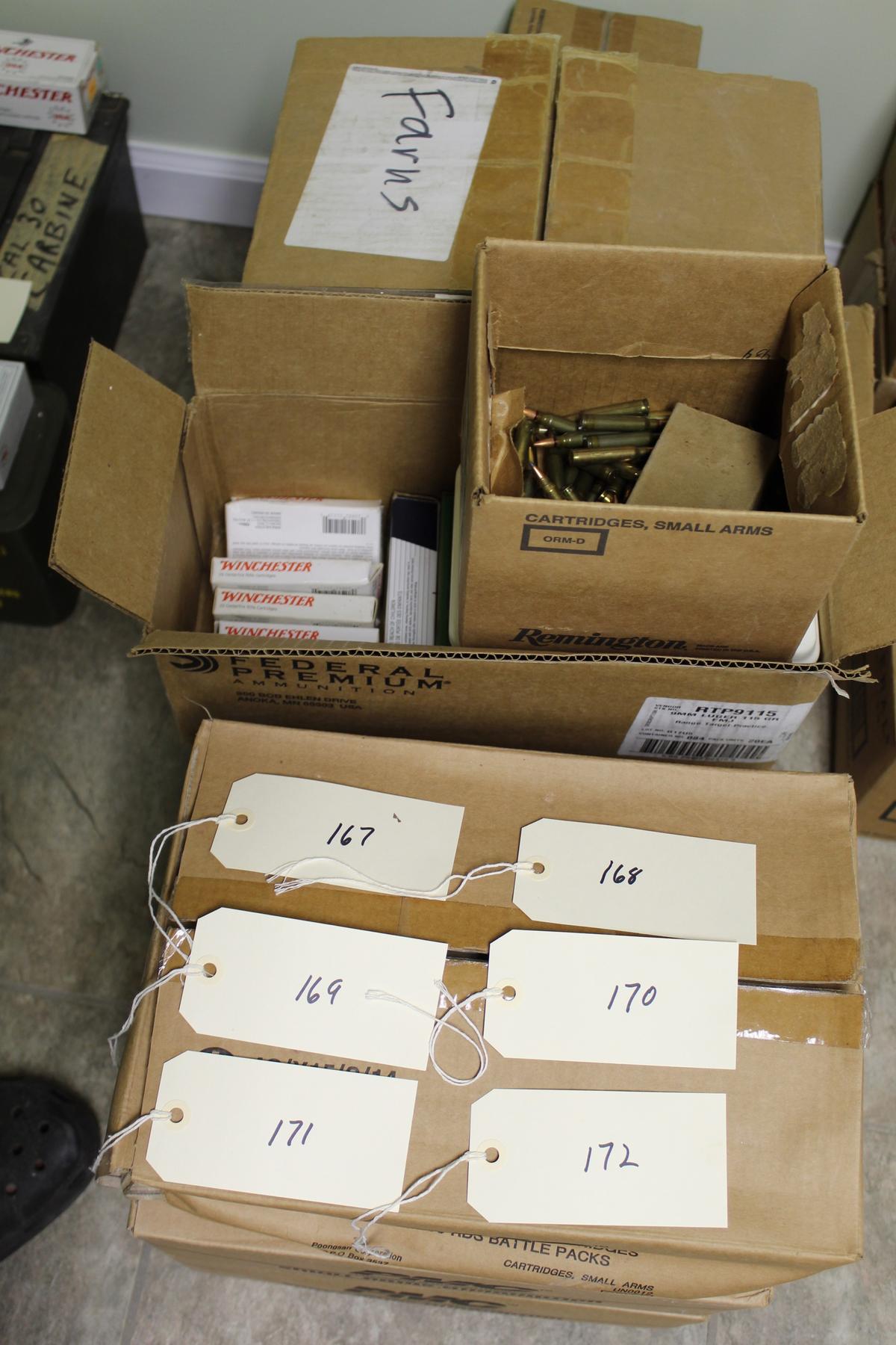 1,310 rounds total 223 Remington  43 boxes (50) PMC FMJ, 12 boxes (20) mixe