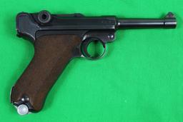 Luger (S42), caliber 9mm, s/n 8580.  Very strong finish.  The trigger, safe