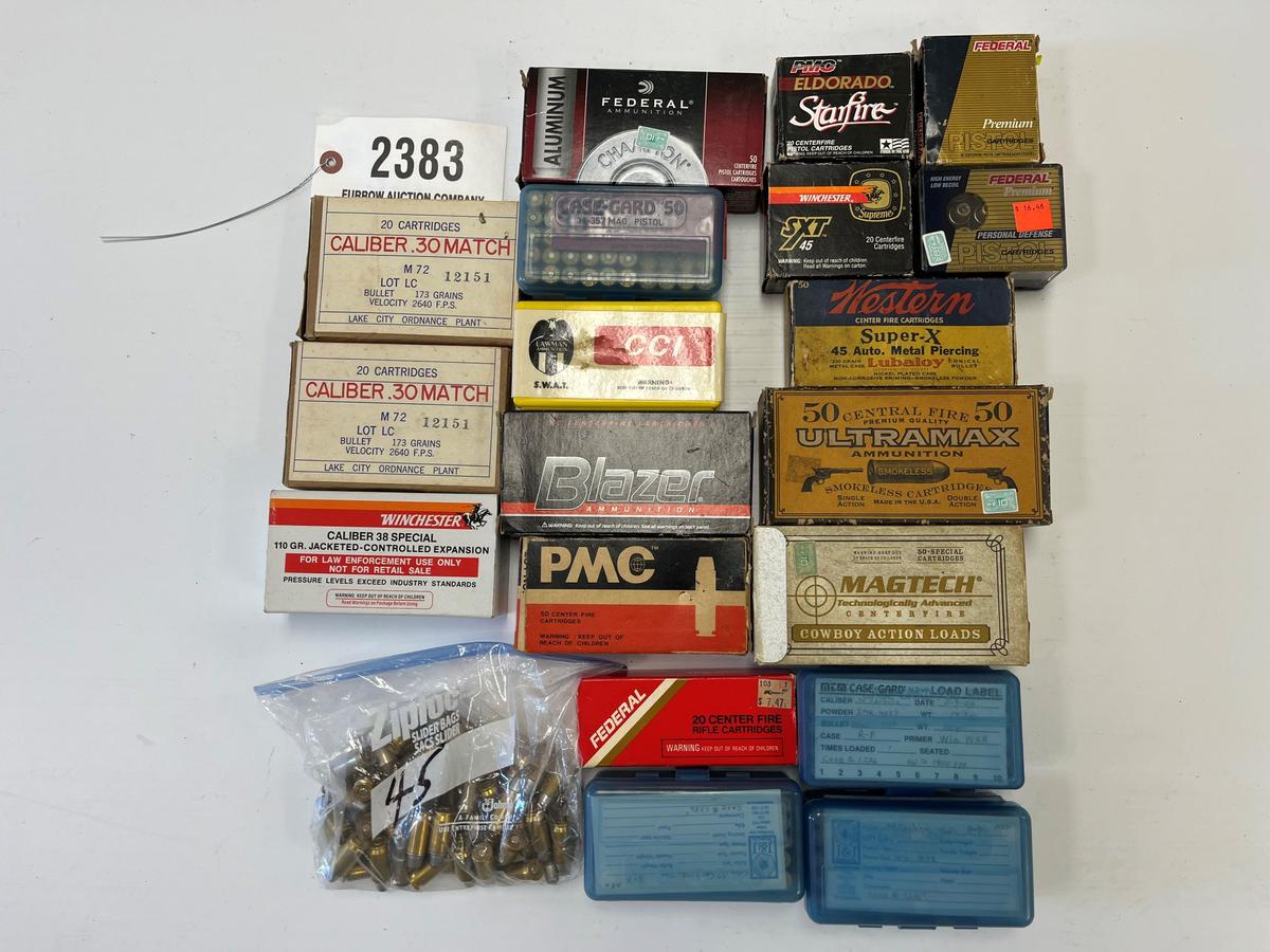 Contents of Box- Assorted Ammunition .30 cal, 357 mag, .38 Special