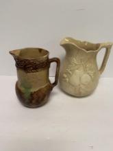 PAIR OF MAJOLICA PITCHERS