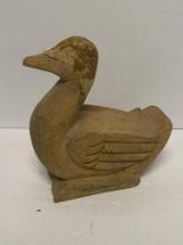 CARVED WOODEN DUCK WITH HELMET?