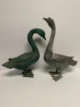 PAIR OF NEAR LIFE SIZE METAL GEESE