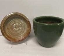 PAIR OF POTTERY PIECES