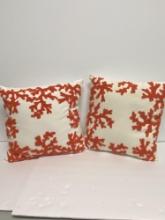 PAIR OF RED CORAL STYLED PILLOWS