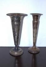 PAIR OF STERLING SILVER WEIGHTED VASES