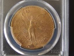 1921 50 PESO MEXICO PCGS MS-64 GOLD COIN