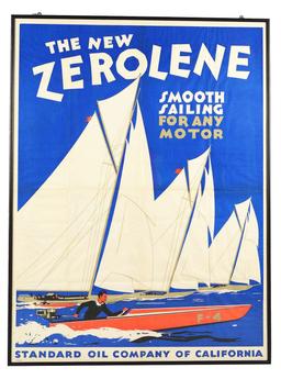 Very Rare The New Zerolene With Sail Boats Paper Advertising Poster.