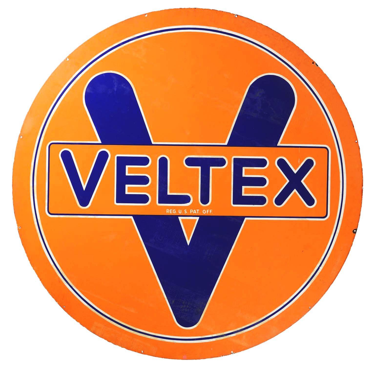 Veltex Gasoline Porcelain Station Identification Sign.