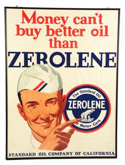 Zerolene Motor Oil Framed Paper Advertising Poster.