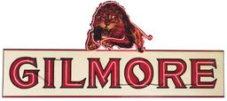 Original Gilmore Porcelain Neon Sign w/ Added Lion Graphic On Top.