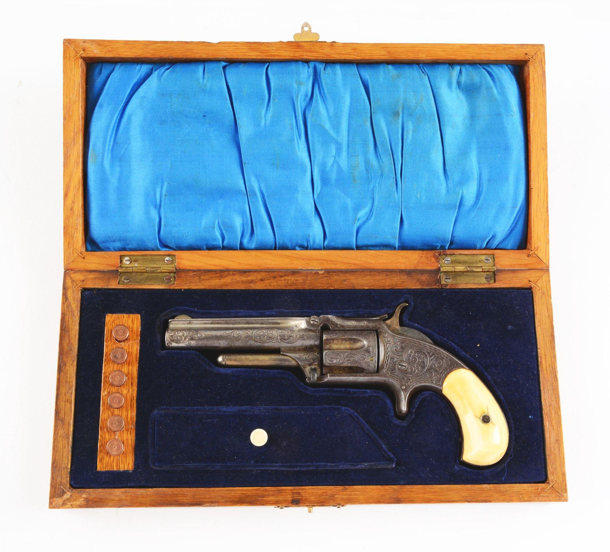 (A) S&W Cased & Factory Engraved Model 1-1/2 2nd Issue Revolver.