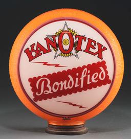 Kanotex Bondified Gasoline 13-1/2" Globe On Screw Base Orange Ripple Body.