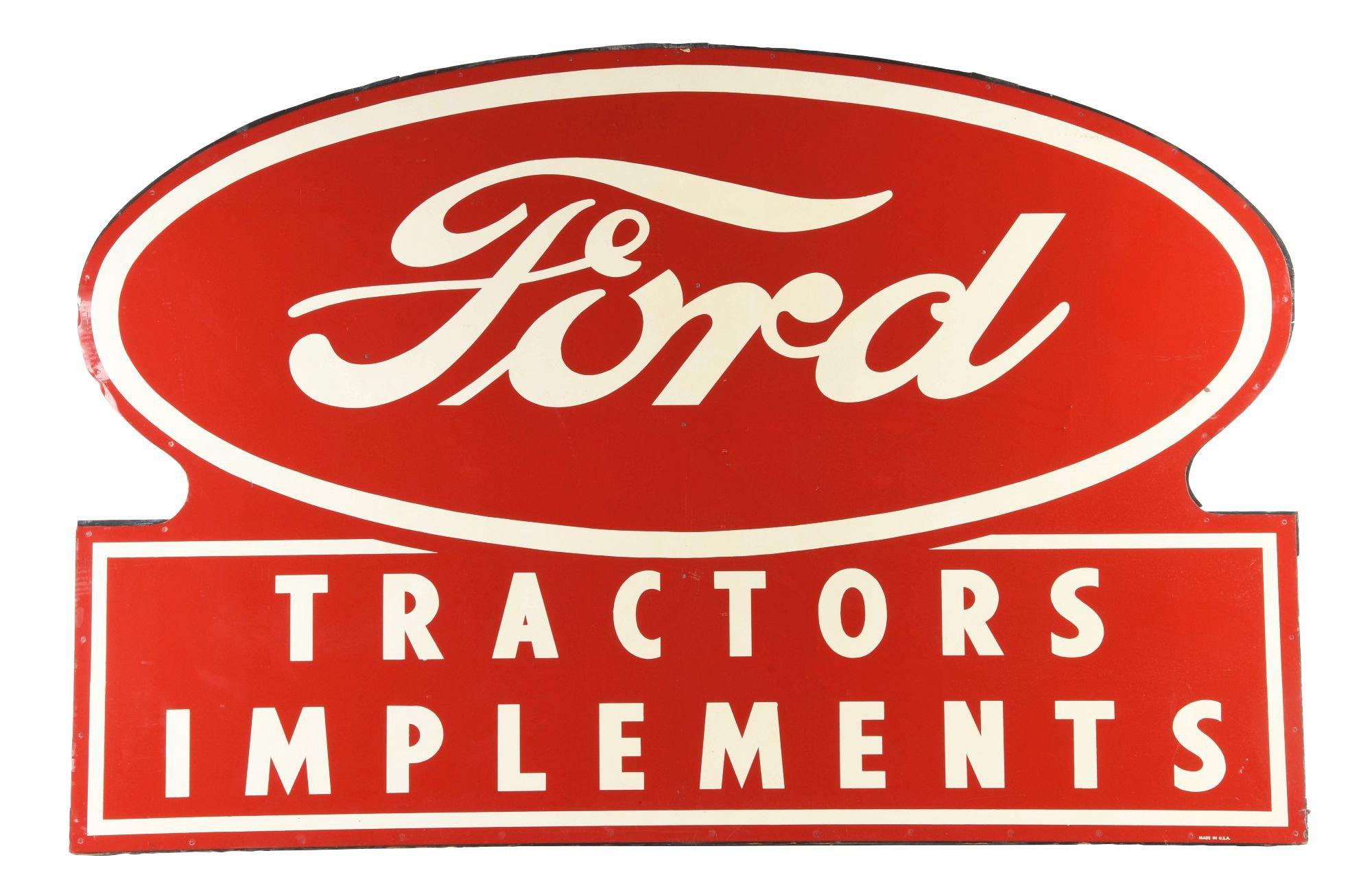 Ford Tractors & Implements New Old Stock Tin Sign w/ Original Wood Frame.