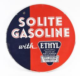 Solite Gasoline w/ Ethyl Porcelain Curb Sign.