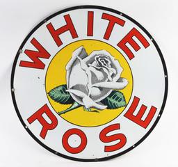 White Rose Gasoline Porcelain Sign w/ Rose Graphic.