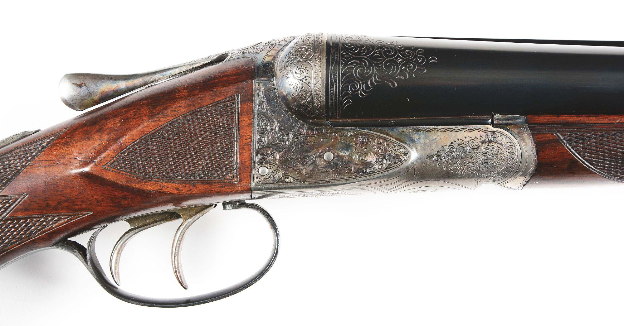 (C) A.H. Fox CE Grade 12 Bore Double Barrel Shotgun with L O' M Case.