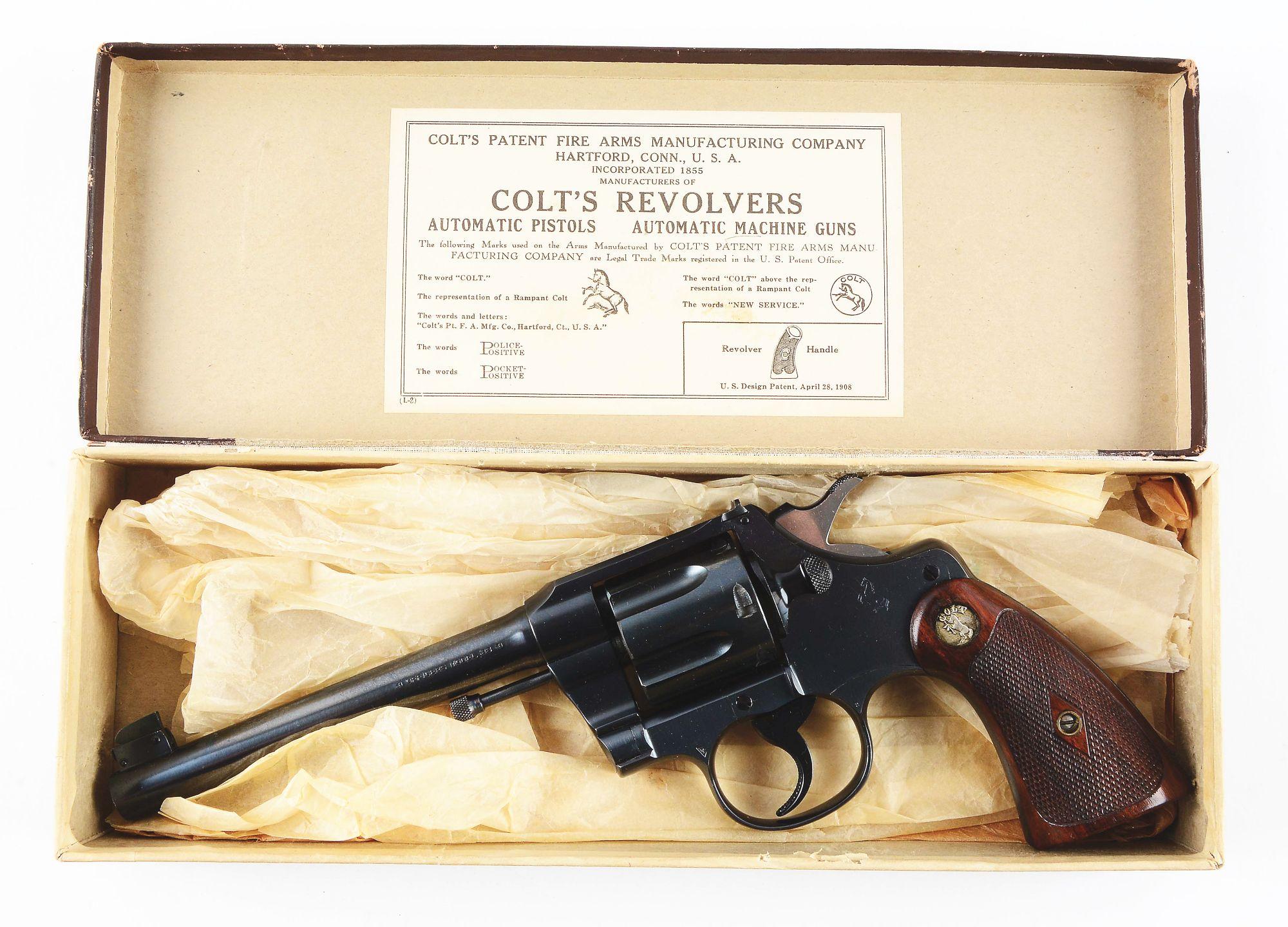 (C) Boxed Pre-War Colt Officers Model Double Action Target Revolver (1920).