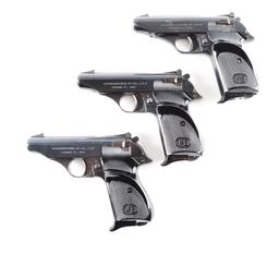 (M) Lot of 3 Bernardelli Model 80 Target Pistols with Boxes: 380, .22LR, & .32ACP.