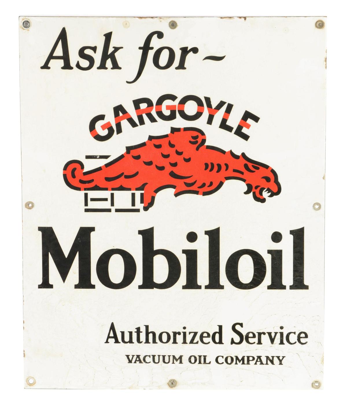 Ask For Gargoyle Mobiloil Porcelain Cabinet Sign.