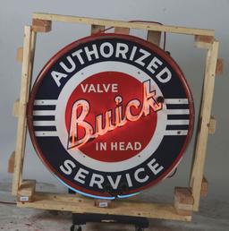 Buick Valve In Head Authorized Service Porcelain Neon Sign On Metal Can.