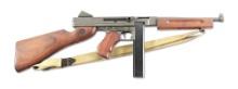 (N) EXCEPTIONAL CONDITION SAVAGE MANUFACTURED M1A1 THOMPSON MACHINE GUN WITH SLING AND G.I. CANVAS C