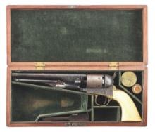 (A) CASED YOUNG ENGRAVED COLT MODEL 1861 NAVY PERCUSSION REVOLVER.