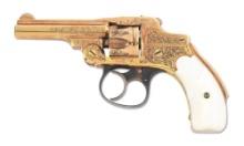 (C) FACTORY YOUNG ENGRAVED AND GOLD PLATED SMITH & WESSON NEW DEPARTURE DOUBLE ACTION REVOLVER INSCR