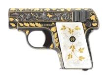 (C) BARRY LEE HANDS MASTER ENGRAVED AND GOLD INLAID COLT 1908 VEST POCKET SEMI AUTOMATIC PISTOL.
