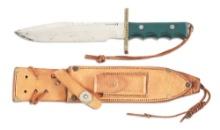 RANDALL NUMBER 14 KNIFE WITH GREEN TENITE HANDLE.