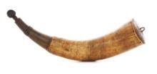 ENGRAVED 1756 POWDER HORN OF JERIMIAH WARD, MARINE ON SHIP "OLIVER CROMWELL".