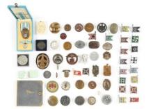 LOT OF APPROXIMATELY 50 BADGES, TINNIES, ETC.