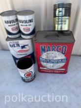 MISC OIL & LUBE CANS (SOME FULL) **NO SHIPPING AVAILABLE**