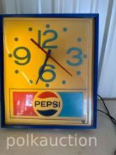 PEPSI LIGHTED CLOCK (1 BULB OUT)  **NO SHIPPING AVAILABLE**