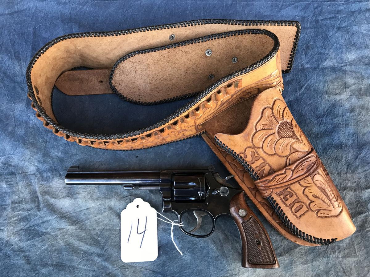 14. S&W K17 .22LR Revolver w/ Tooled Leather Holster “Dennis” SN: K327615